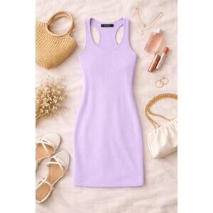 NWT Naked Wardrobe Baby Mama Women's Tank Mini Dress Racerback Purple Size S